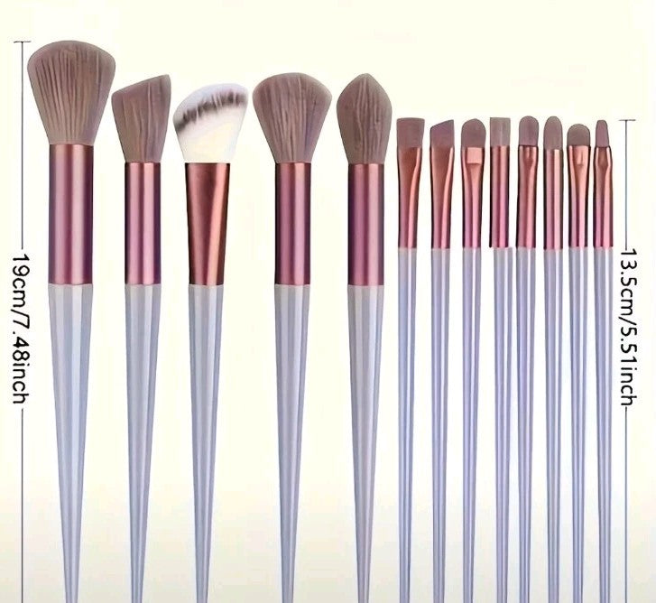 13-Piece Retro Makeup Brush Set with Hypoallergenic Nylon Bristles and Acrylic Handles