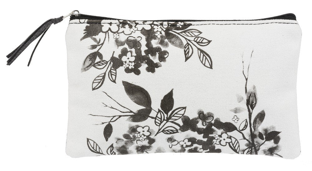 Women's Canvas Makeup Bag - 8.5x5in Cosmetic Case with Floral Print
