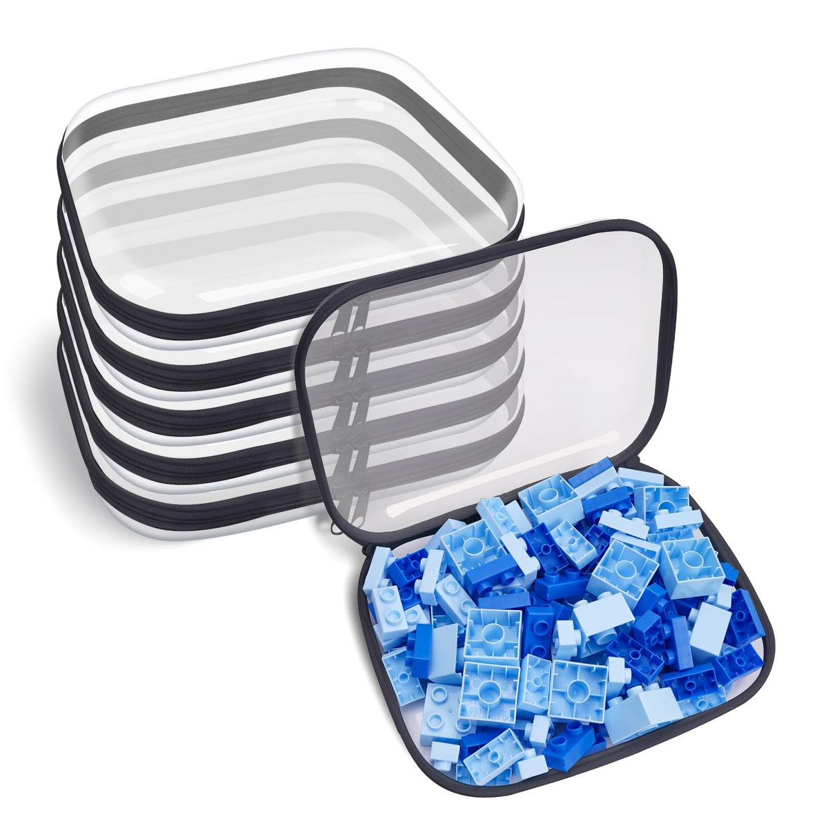 6 Pack Clear Hard Plastic Zipper Cases - Transparent Travel & Storage Pouches