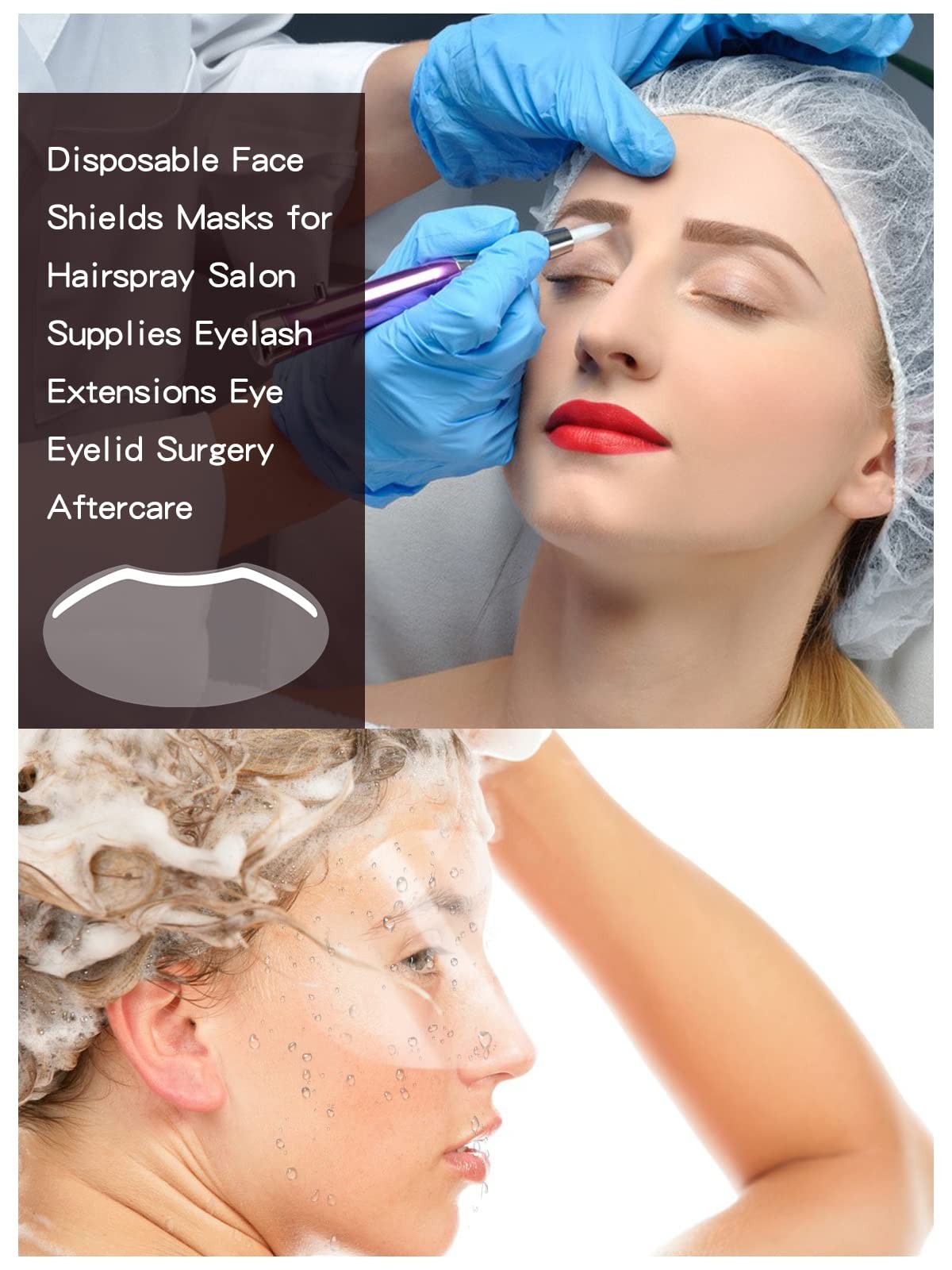 Disposable Face Shields for Microblading Makeup & Shower Protection - 100 Pack