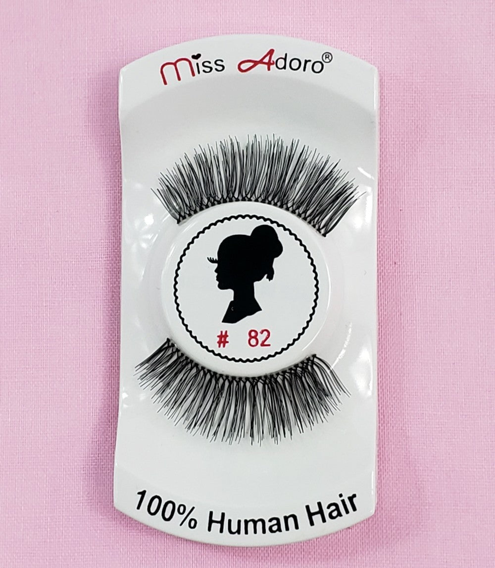 12 Pack Human Hair False Eyelashes Style #82 Natural Touch Handmade