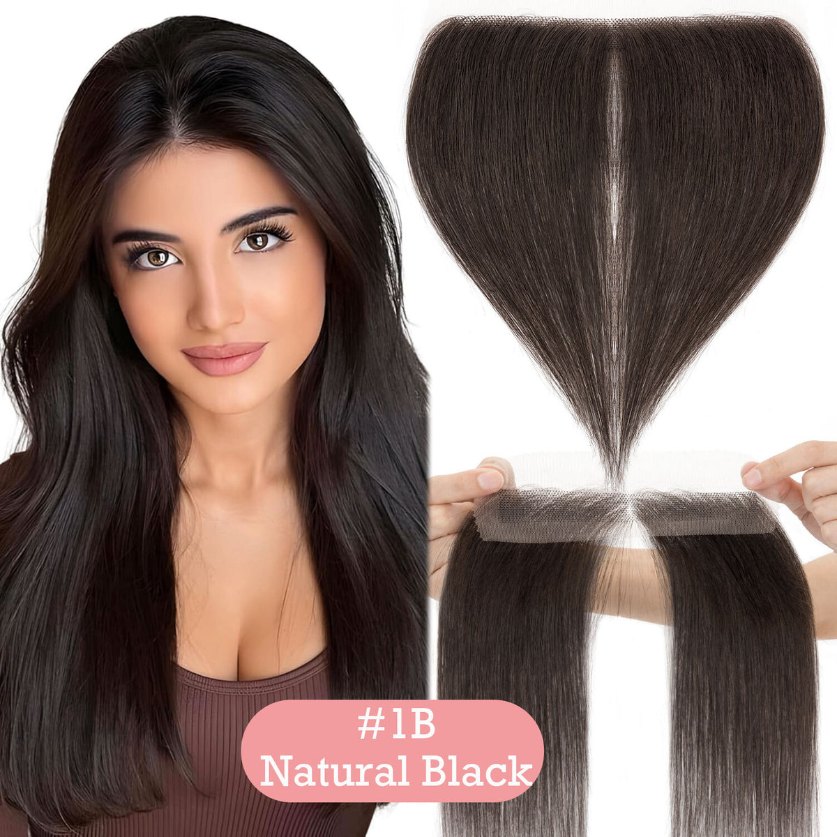 Natural Hairline Full Lace Hair Topper Cover-up for Women - Remy Human Hair