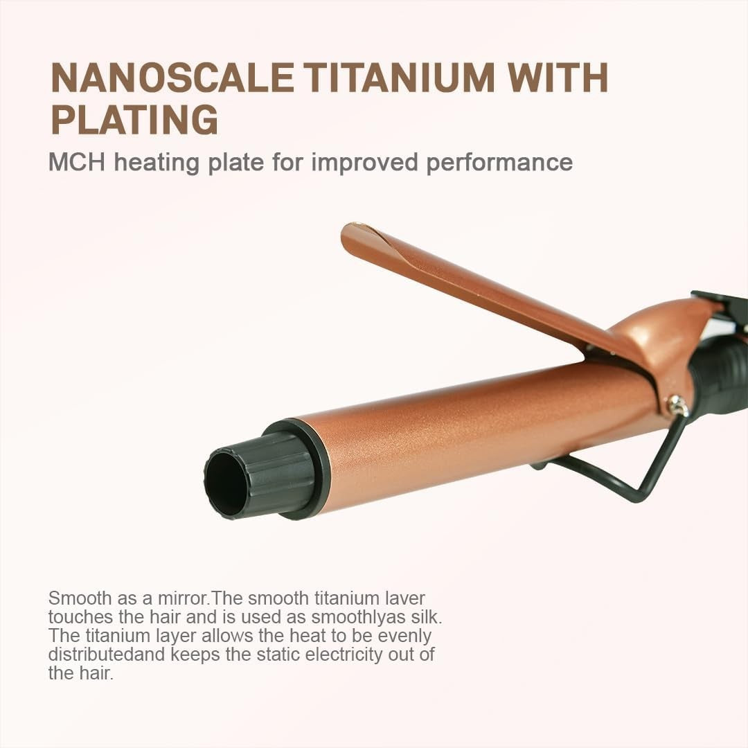 Caliber Professional Inno Heat Curling Iron 1 Inch Adjustable Temp LED Display Rose Gold