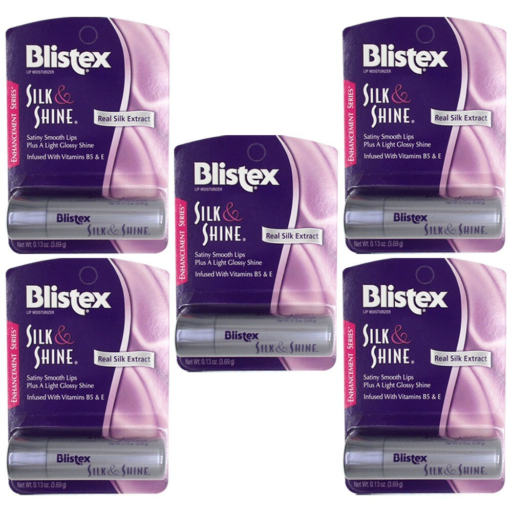 Lip Moisturizer with Silk & Vitamins - Hydrating Gloss Balm Set of 5