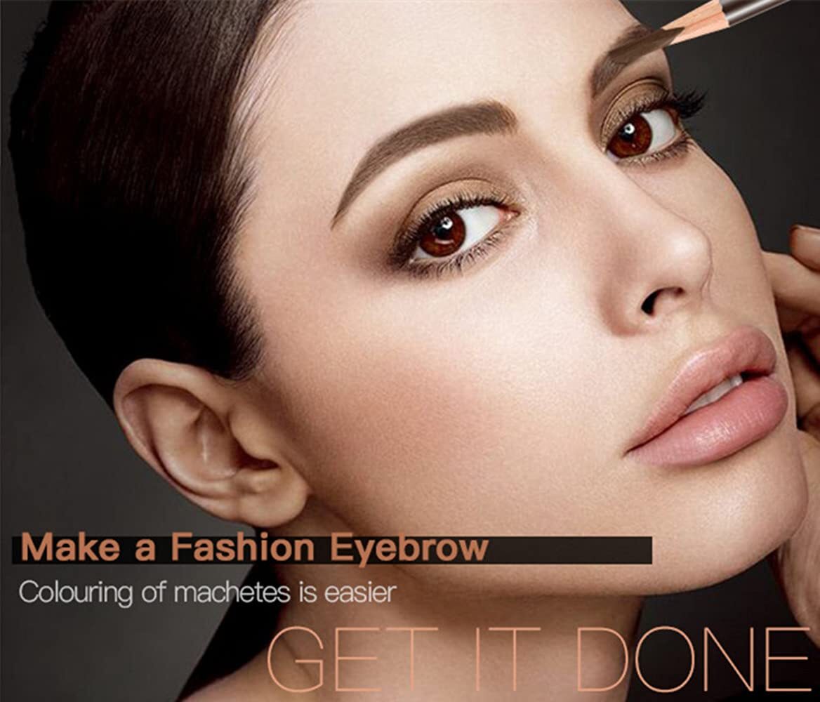 12 Pack Dark Brown Eyebrow Pencil & Gel Set - Sweatproof, Easy to Use