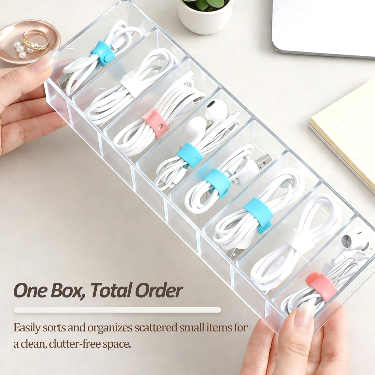 Acrylic Makeup Compact Organizer with 8 Slots for Vanity & Storage