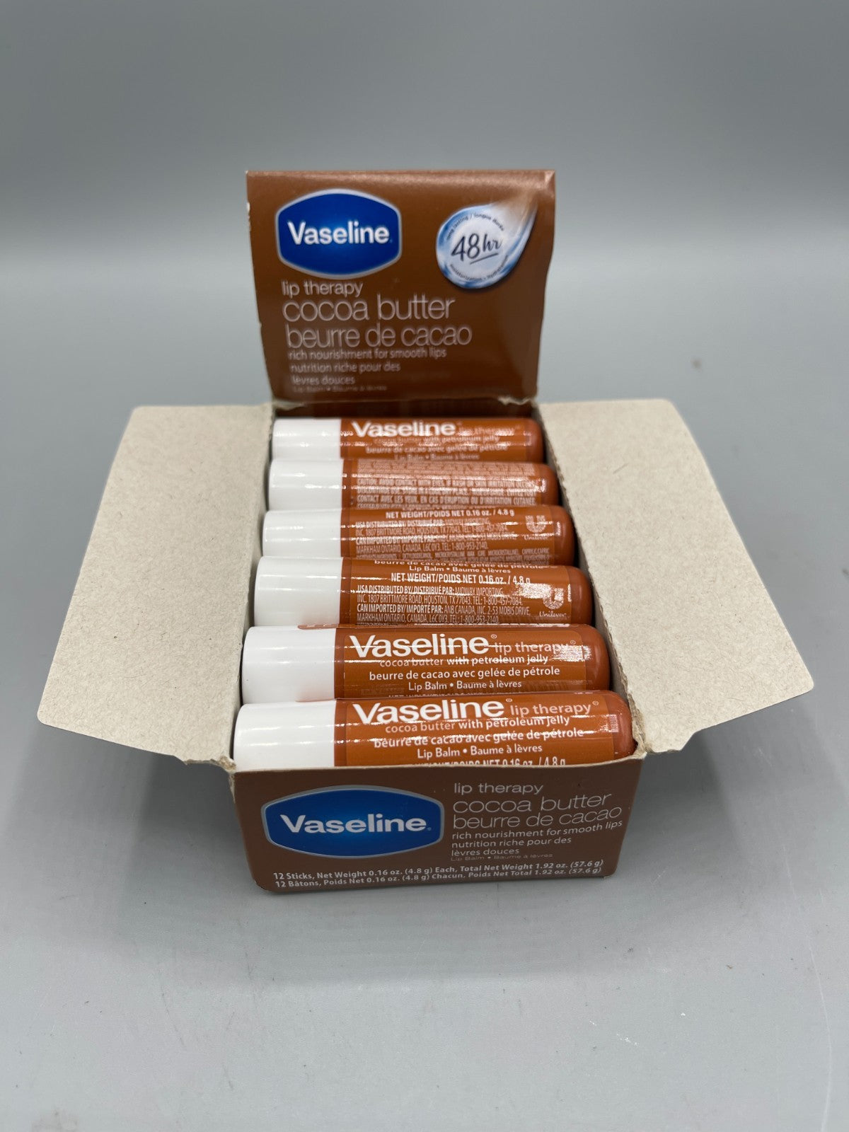 Vaseline Lip Therapy Cocoa Butter Lip Balm Set - 12 Full-Size Tubes