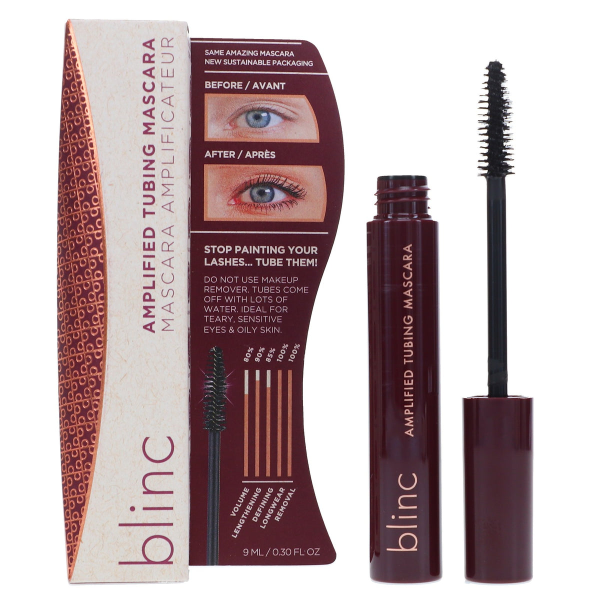 Amplified Tubing Mascara Black 0.3 oz - Long-Wear, Smudge-Proof Lash Enhancer