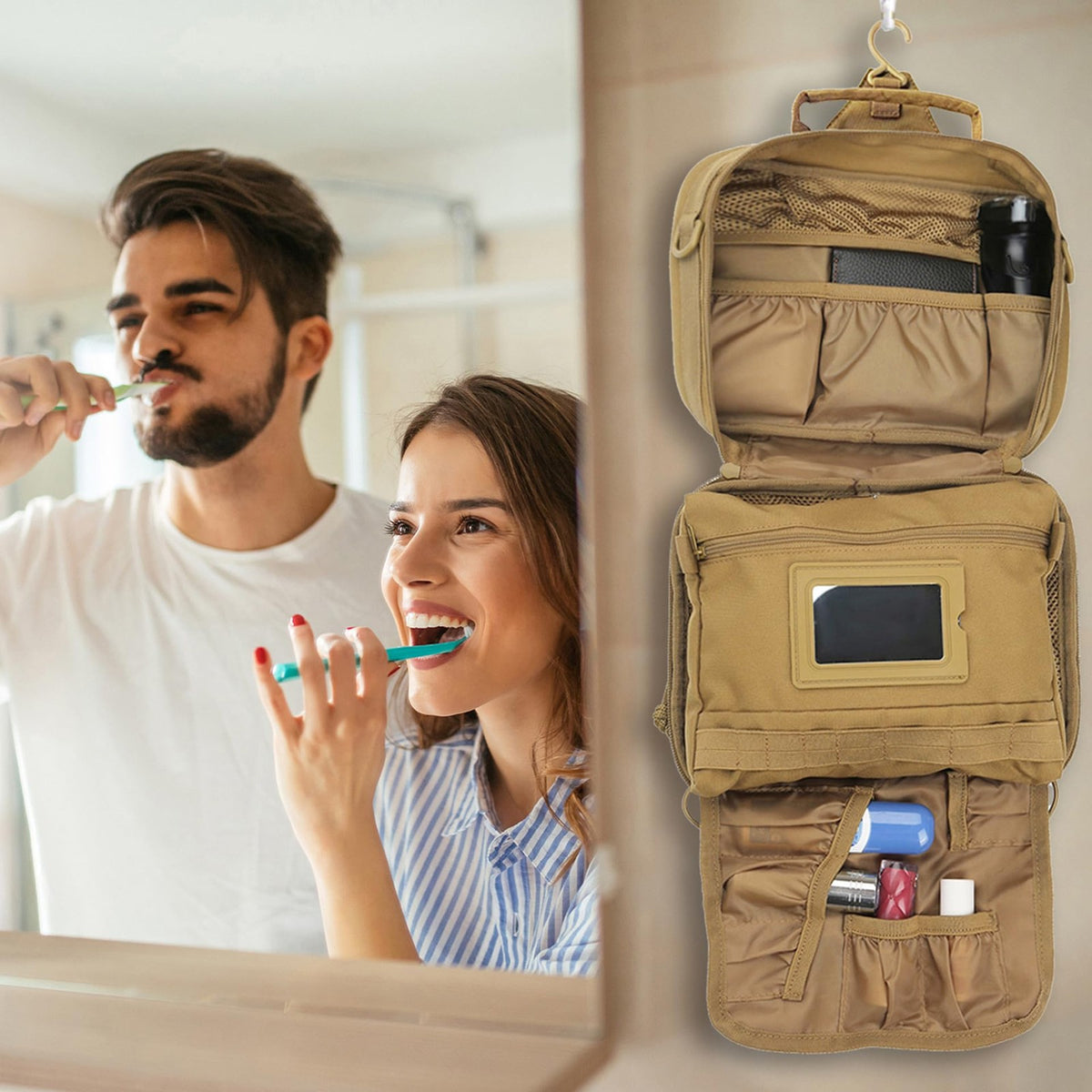 Men's Travel Toiletry Bag with Multiple Compartments & Hanging Design