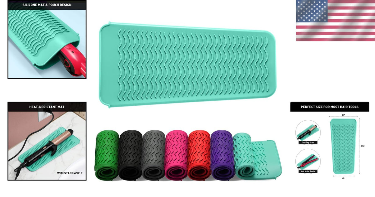 Heat-Resistant Silicone Hair Tool Pouch and Mat - Safe Storage & Heat Protection