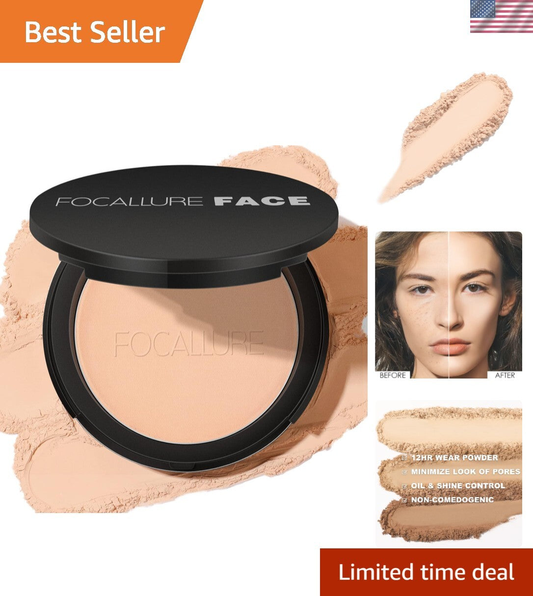 High Coverage Translucent Face Powder Compact for All Skin Types