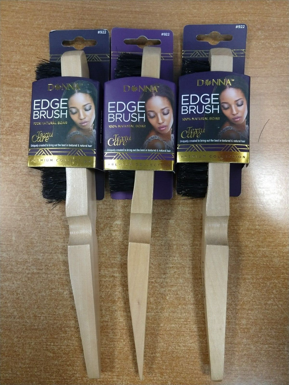 Natural Boar Bristle Edge Brush Set - 2 or 3 Pack for Styling & Hair Care