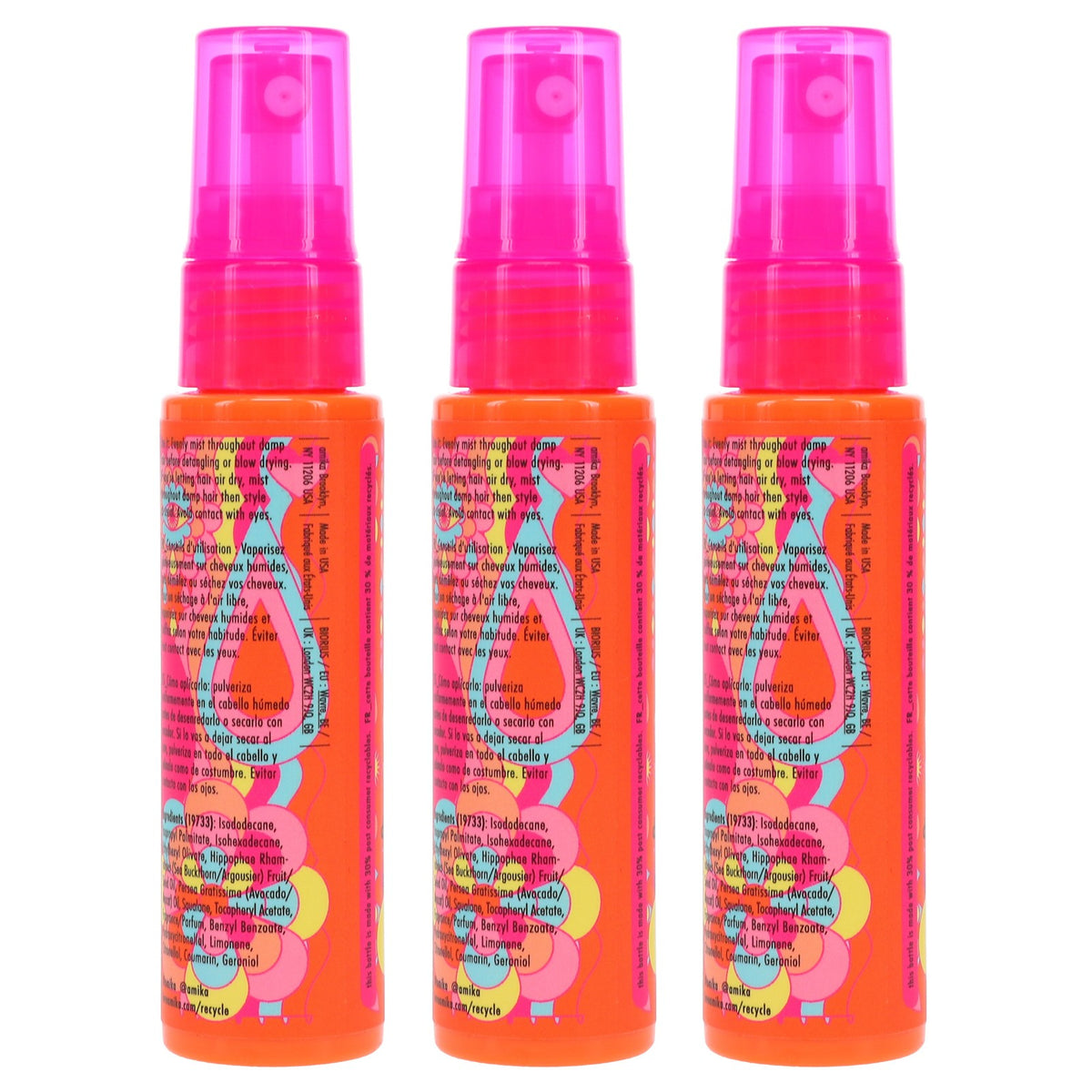 Amika Silicone-Free Detangling Primer 1 oz - 3 Pack Salon Hair Care