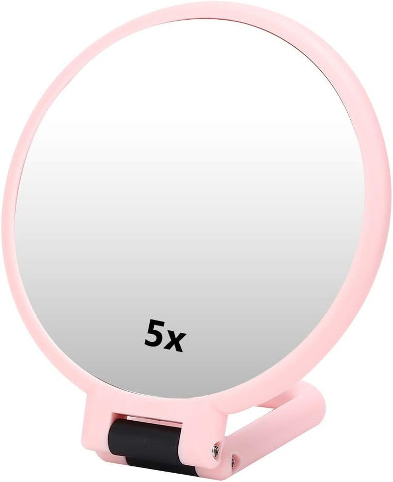 Portable Travel Mirror with 5X Magnification - Folding Cosmetic Mirror for Makeup