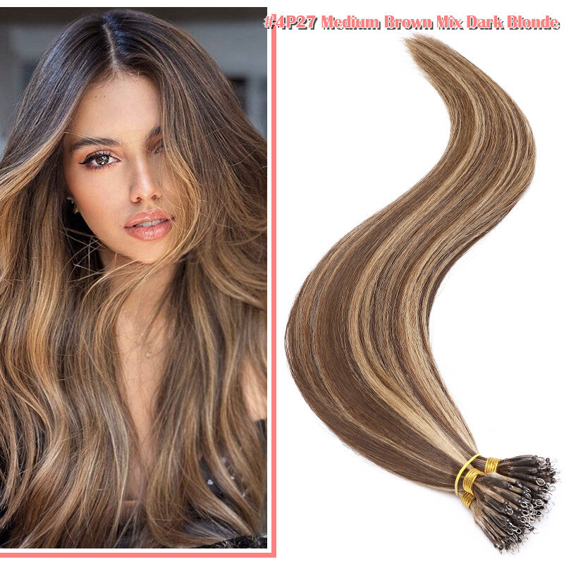 Nano Ring Hair Extensions Set - Real Remy Human Hair Full Head Thick 150g