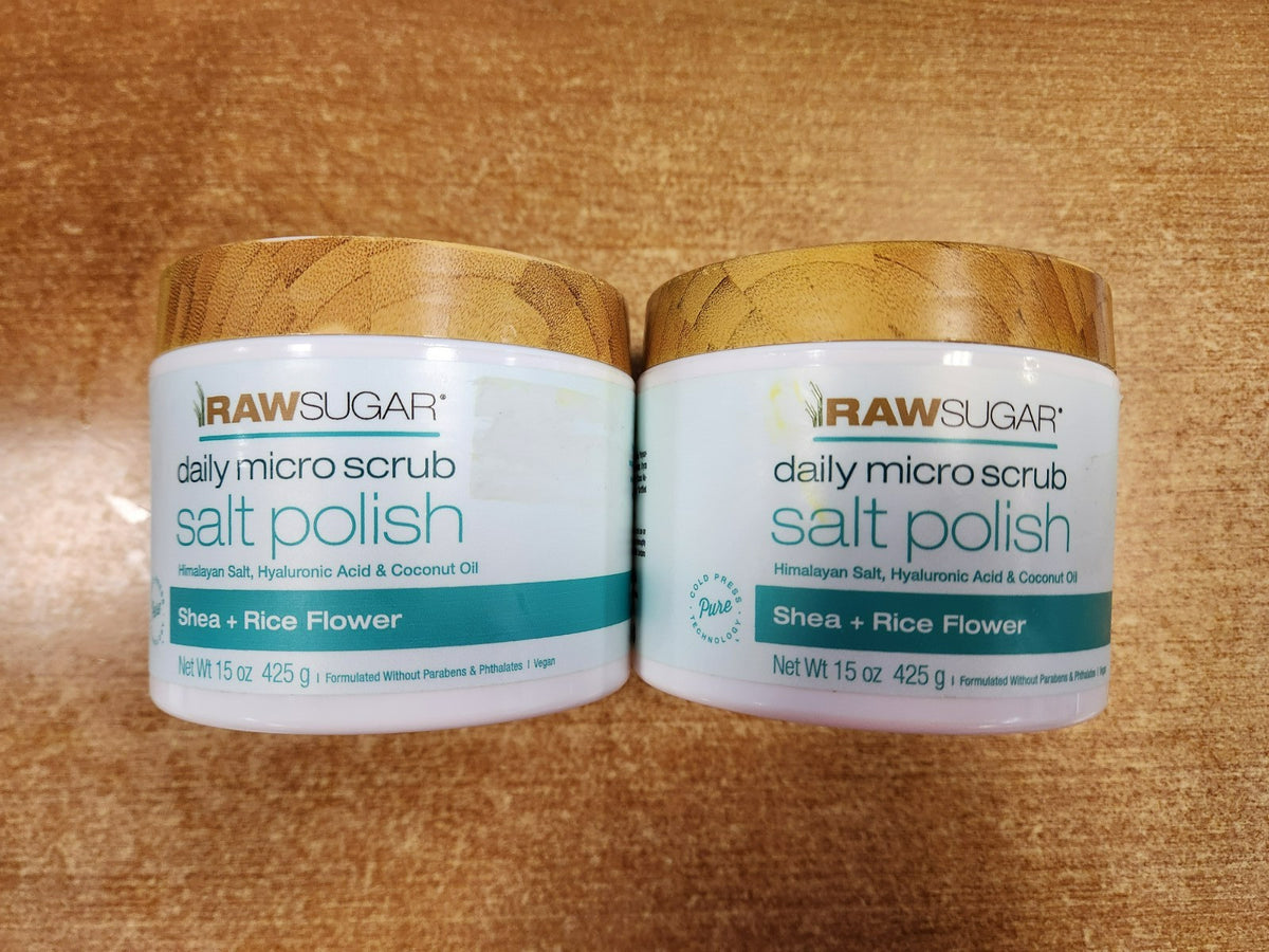 2 Pk: Raw Sugar Daily Micro Salt Polish - Shea + Rice Flower, 15 oz