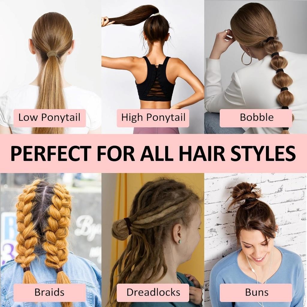 120 Thick Hair Ties Elastics Ponytail Holders Nylon Bands Bulk Lot