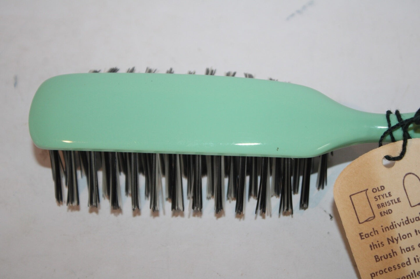 Vintage Green Hair Brush with Dupont Nylon Bristles - 7.5" Old Stock