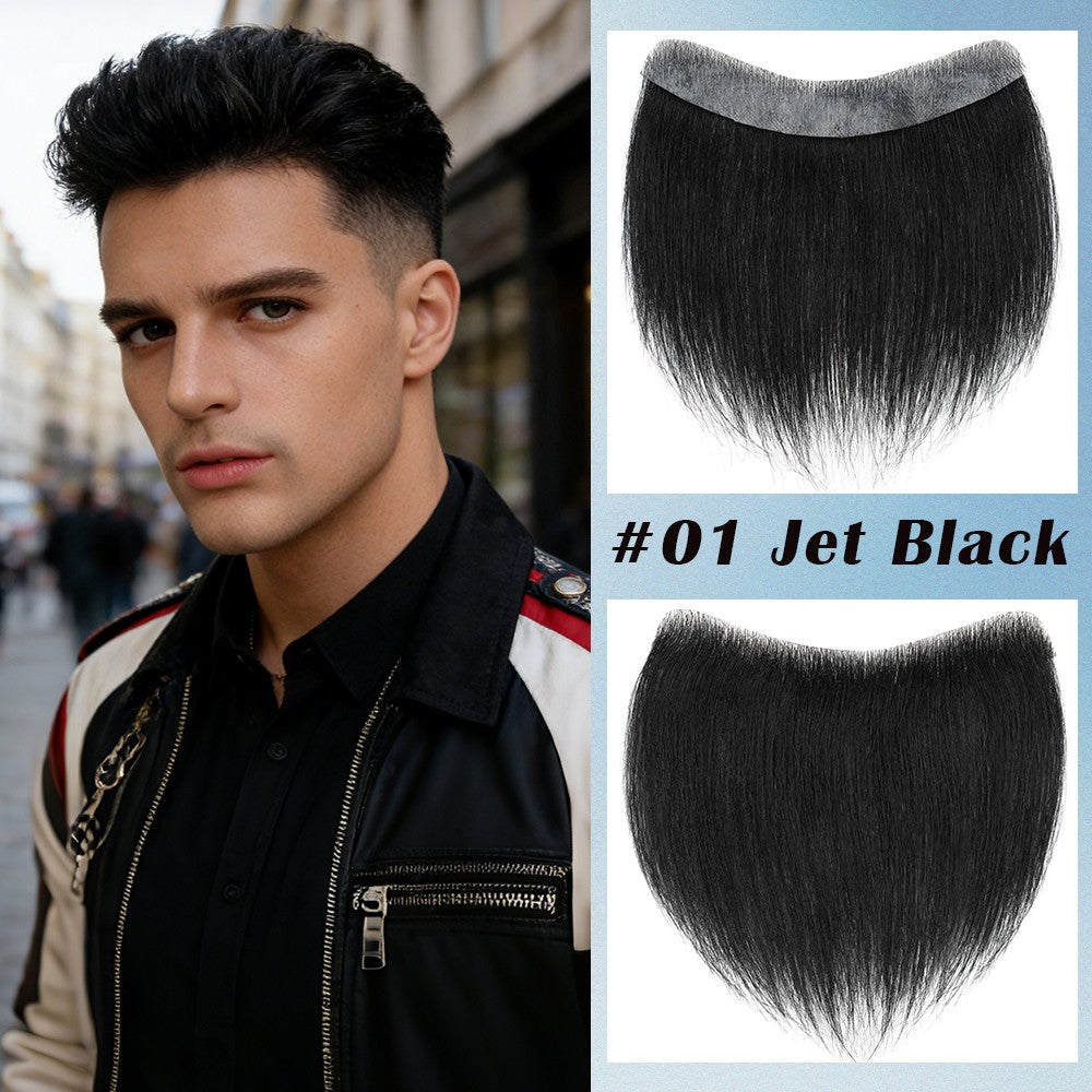 Mens Forehead Hairline Toupee Human Hair Replacement System Front Piece Wig