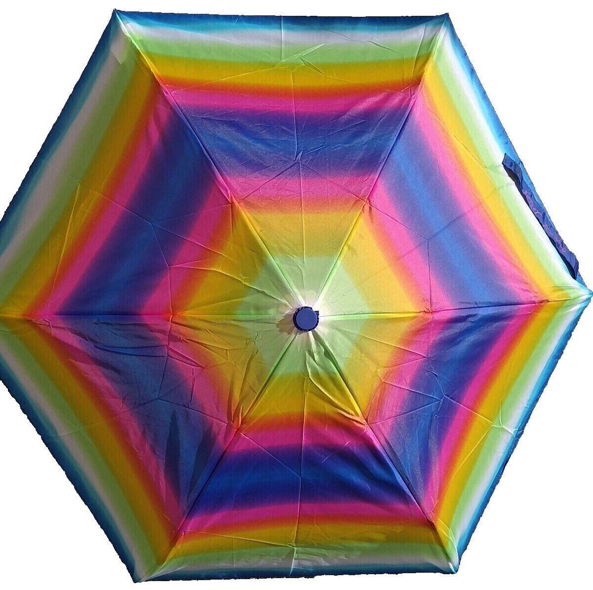 Rainbow Auto-Open 42-Inch Compact Umbrella with Rubber Handle