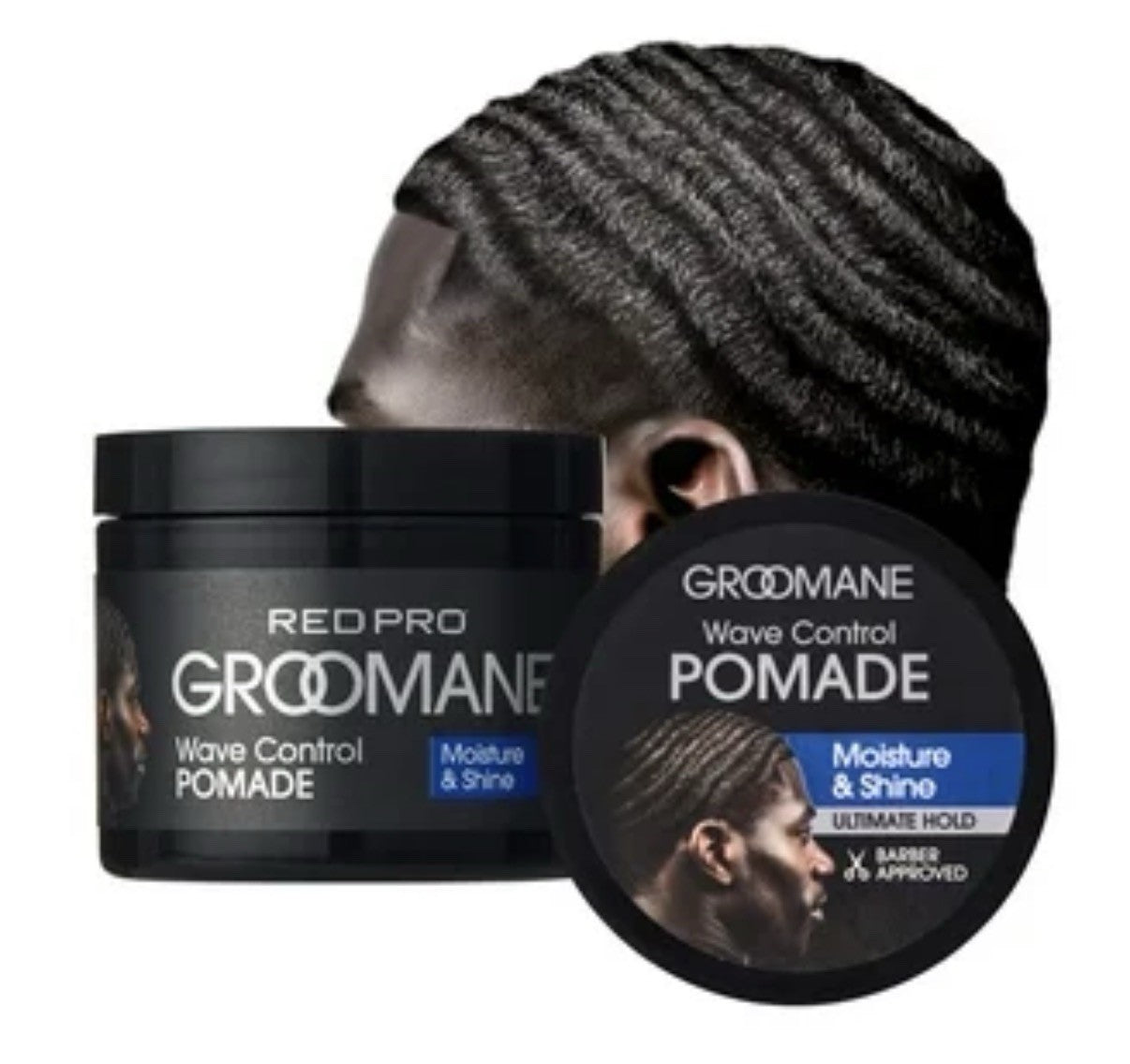 Red Pro Groomane Wave Control Pomade with Argan Oil & Sweet Almond - Moisture & Shine, 3 Oz