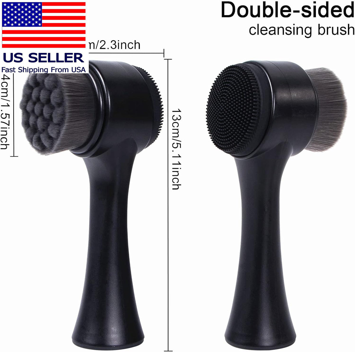2-in-1 Facial Cleansing Brush with Silicone Exfoliating & Soft Bamboo Charcoal Brush