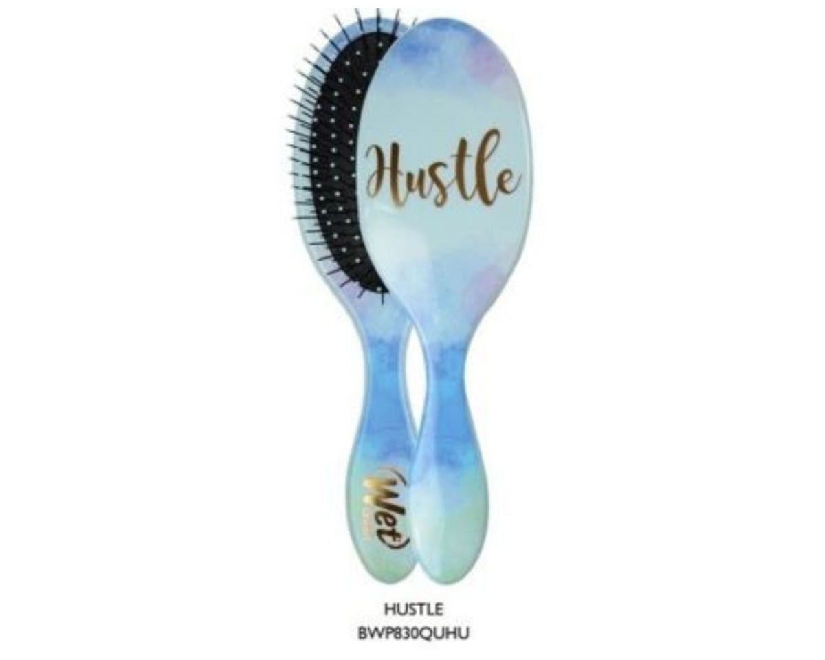 Wet Brush Detangler Water Color Quotes - Hustle Hairbrush for Wet Hair, Tangle-Free Styling