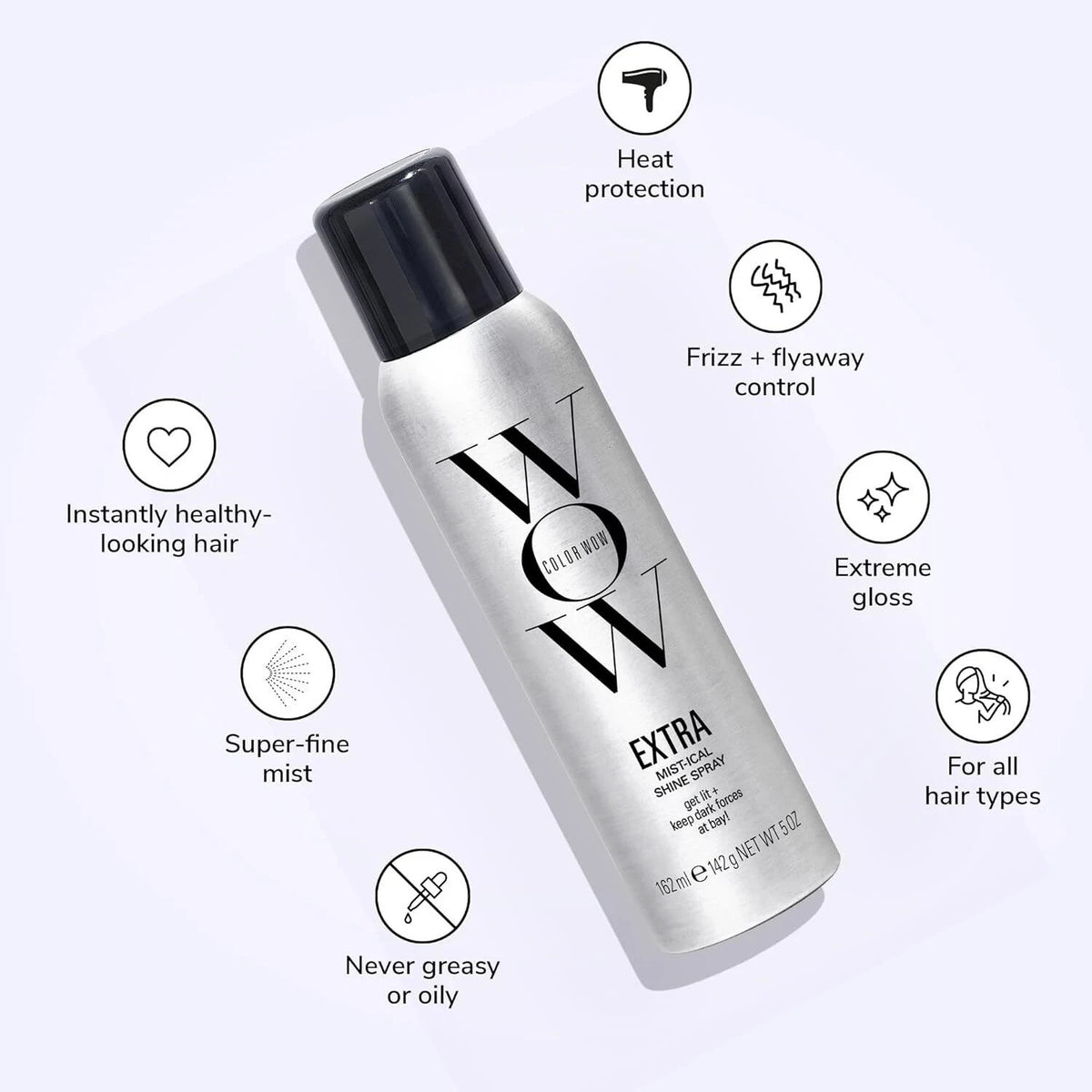Color Wow Extra Mist-ical Shine Spray 5 oz - Hair Gloss & Radiance
