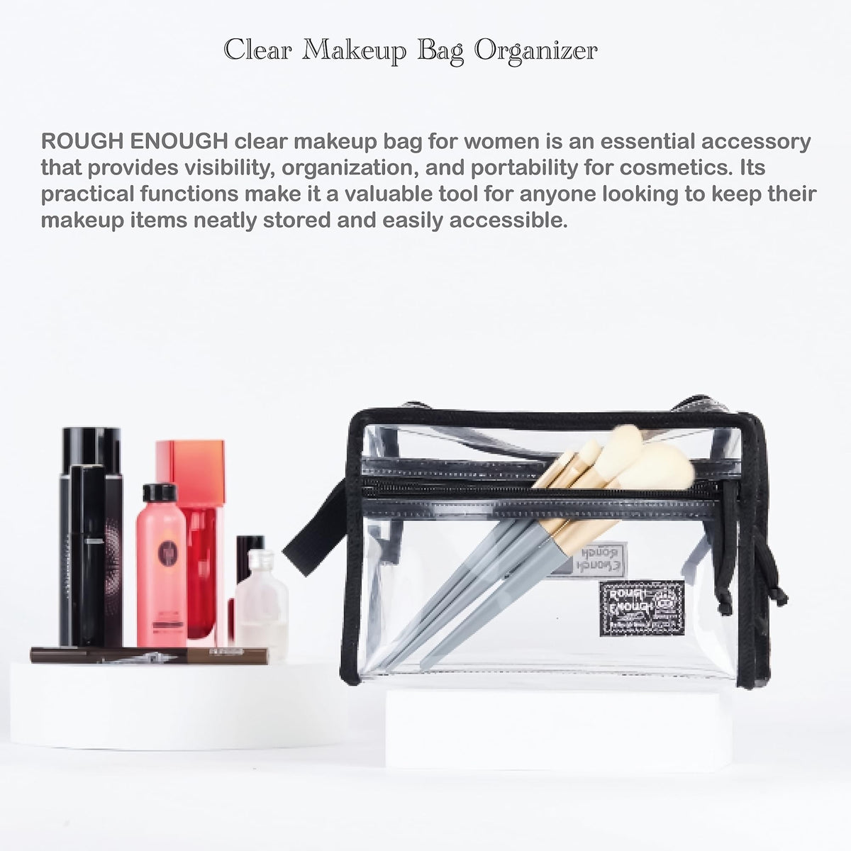Clear Waterproof Toiletry Bag for Travel Cosmetics & Grooming - 8.5x3.5x5.5 Inches