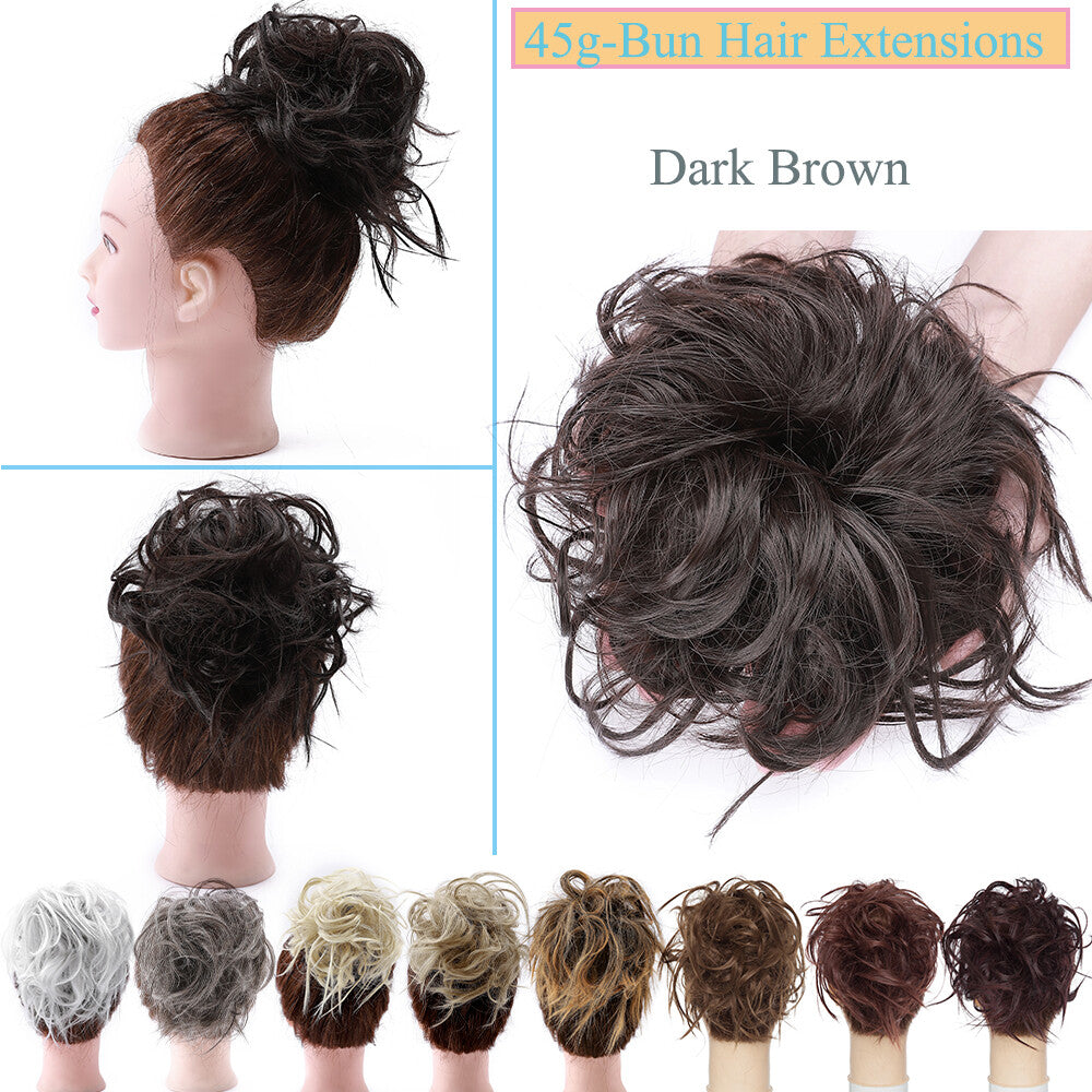 Large Messy Bun Hair Extension - Voluminous Synthetic Ponytail Wrap