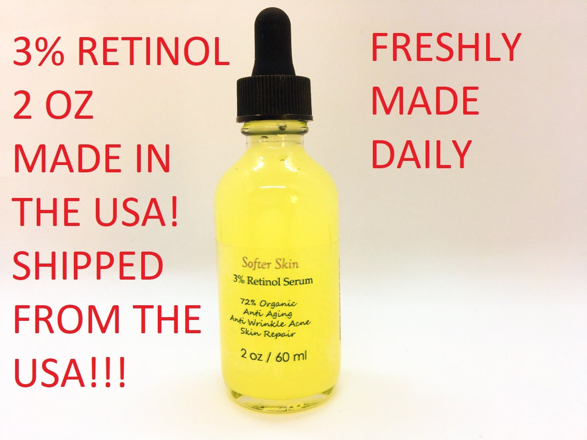Retinol 3% Anti-Aging Serum with Organic Hyaluronic Acid - 2 oz