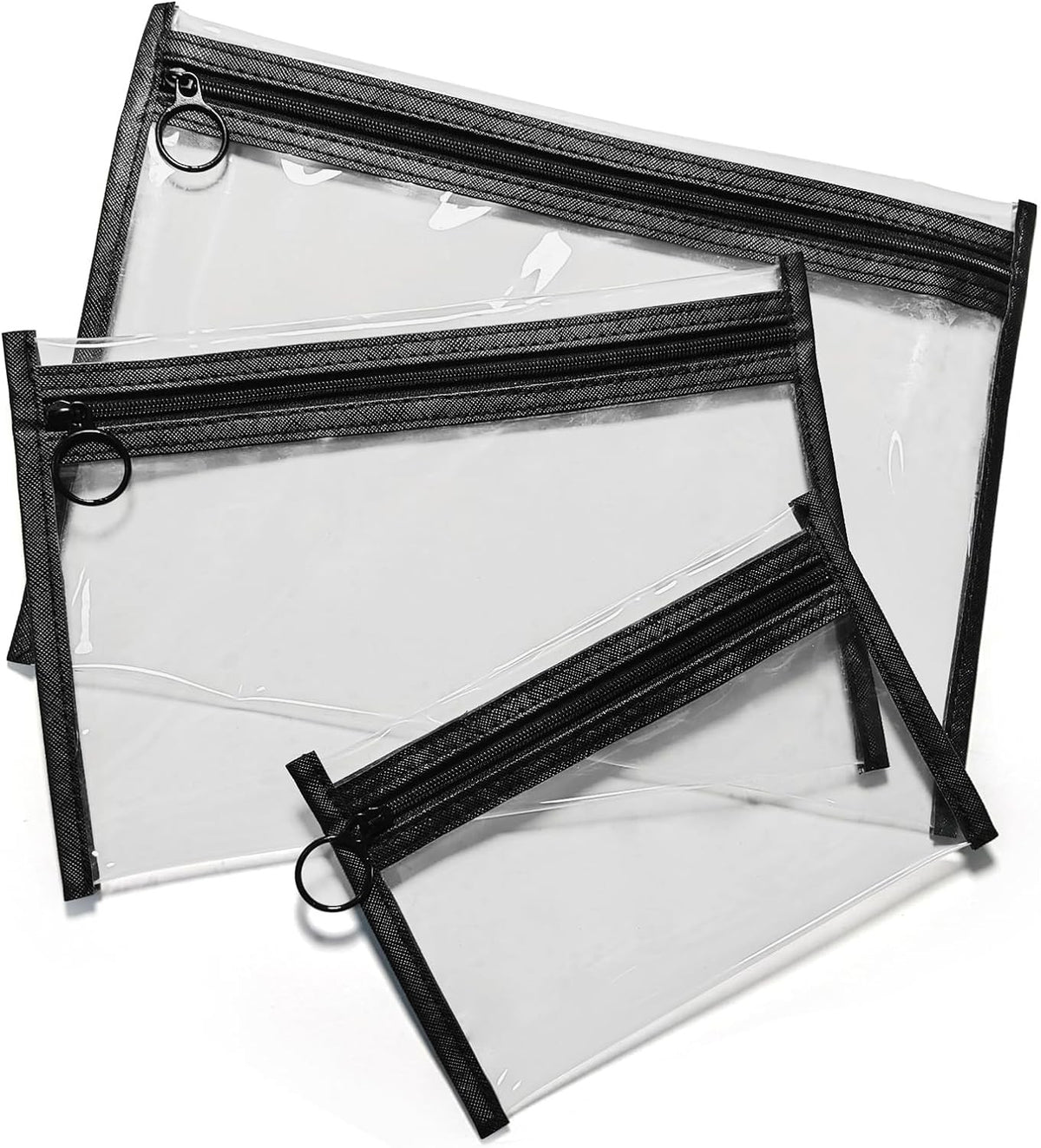 Clear Cosmetic Toiletry Bags Set - 3 Sizes Travel Organizer with Zipper