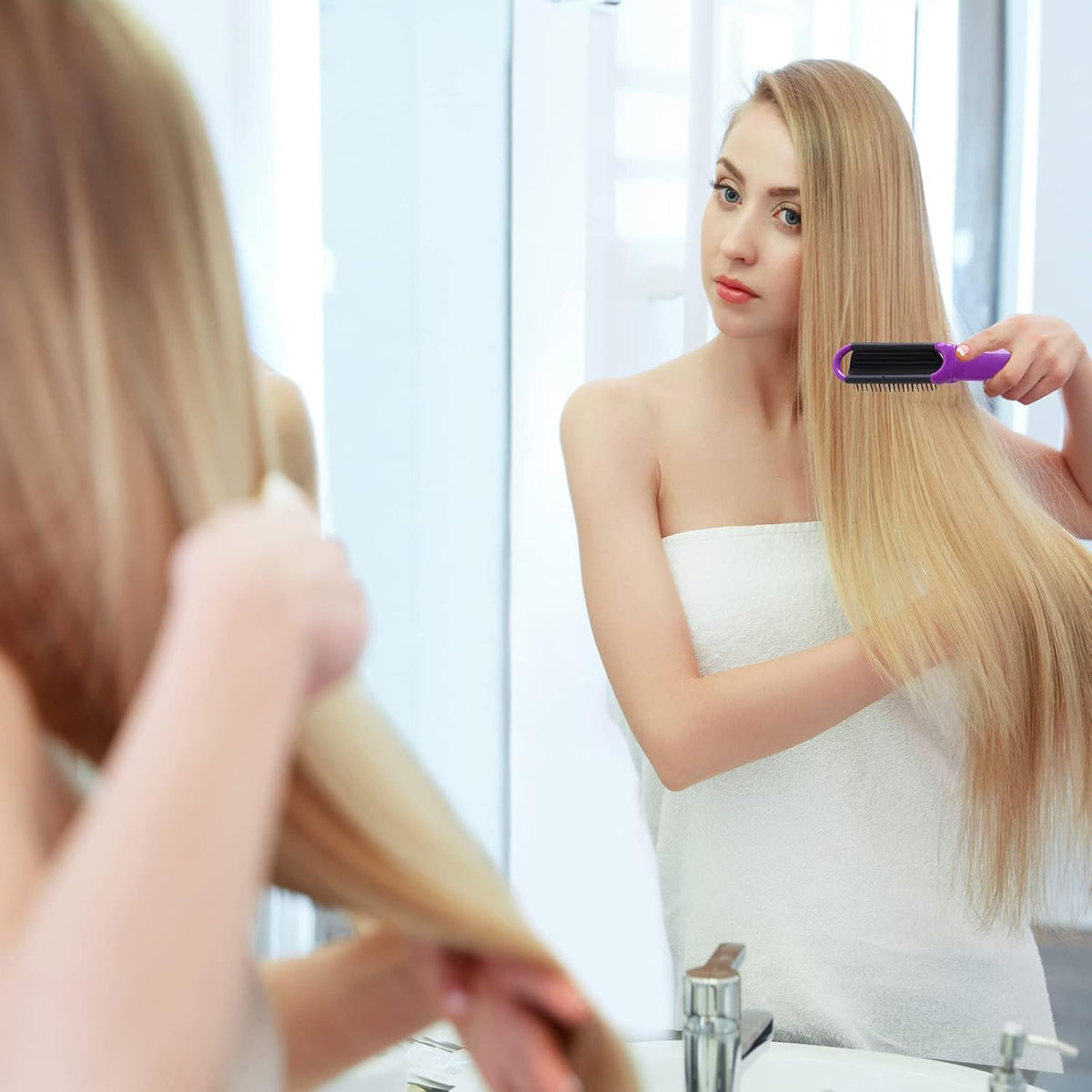 20 Pcs Foldable Travel Hair Brush with Mirror, Compact Portable Hairbrush Set