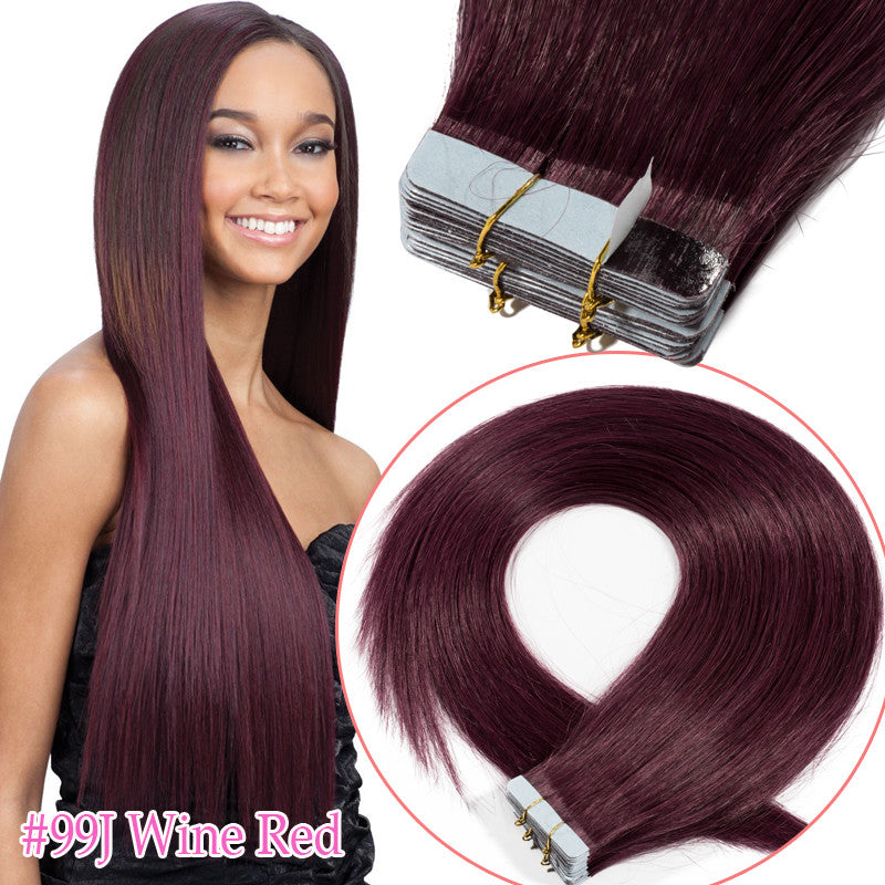 Tape-In Human Hair Extensions Full Head 150G Remy Skin Weft 12-24 Inches