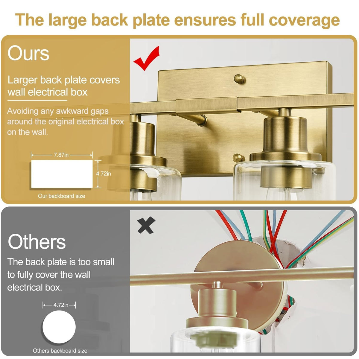 Modern Brass Bathroom Wall Light Fixtures with Clear Glass Shades - 4-Light