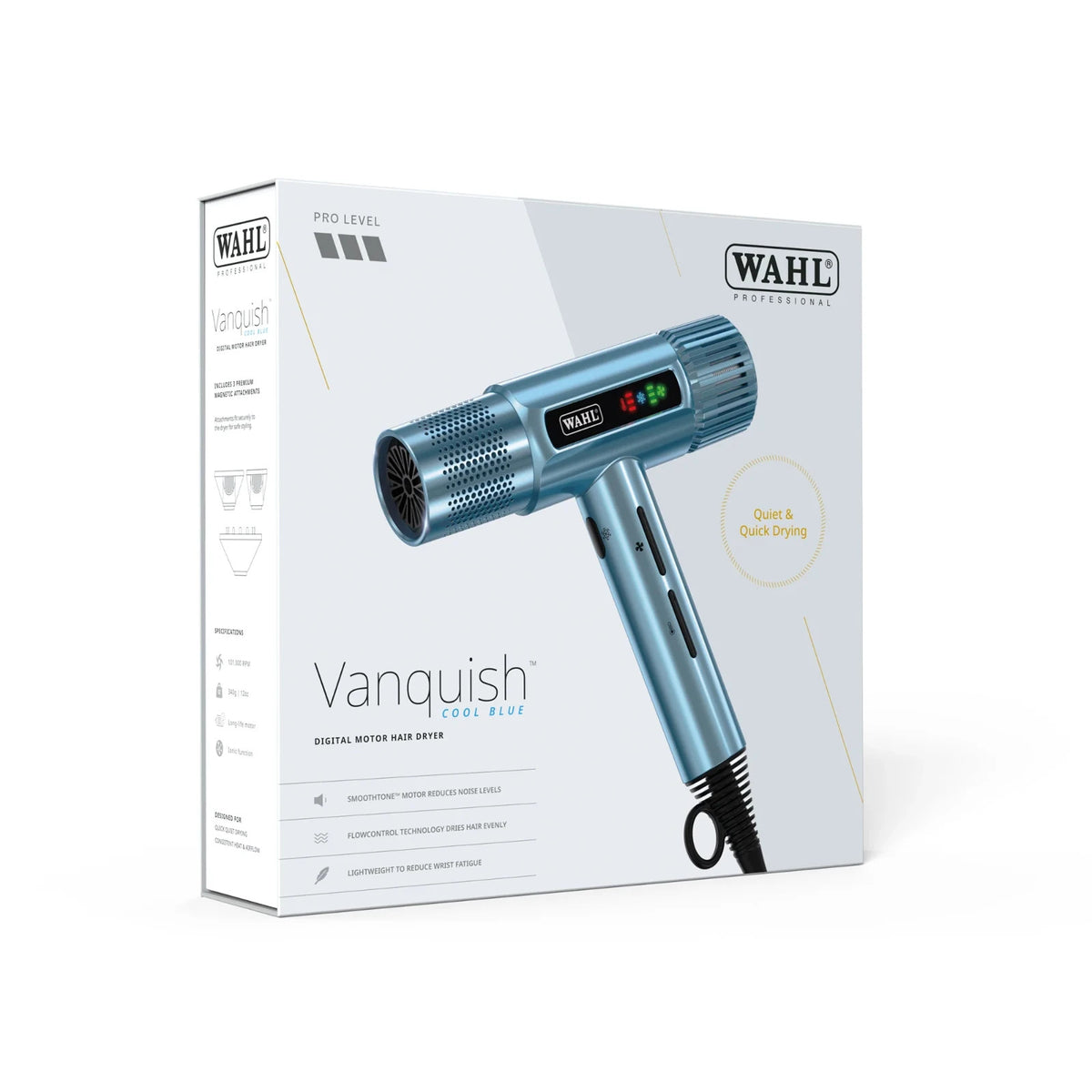 Professional Hair Dryer Light Blue - Quiet, High Power Salon Styling Tool
