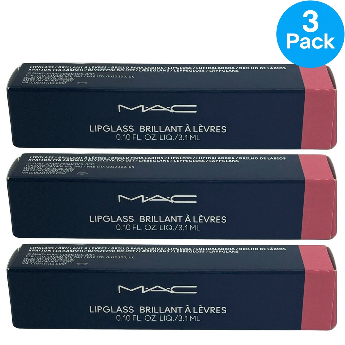 Lip Gloss Set - 3 Pack High-Shine, Nourishing Pink Lip Gloss with Gold Pearl
