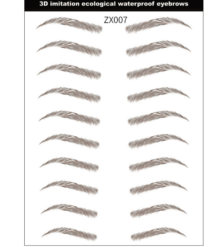 Waterproof Microblading Eyebrow Stickers - Natural Brown 10 Pairs, Fake Tattoo Makeup