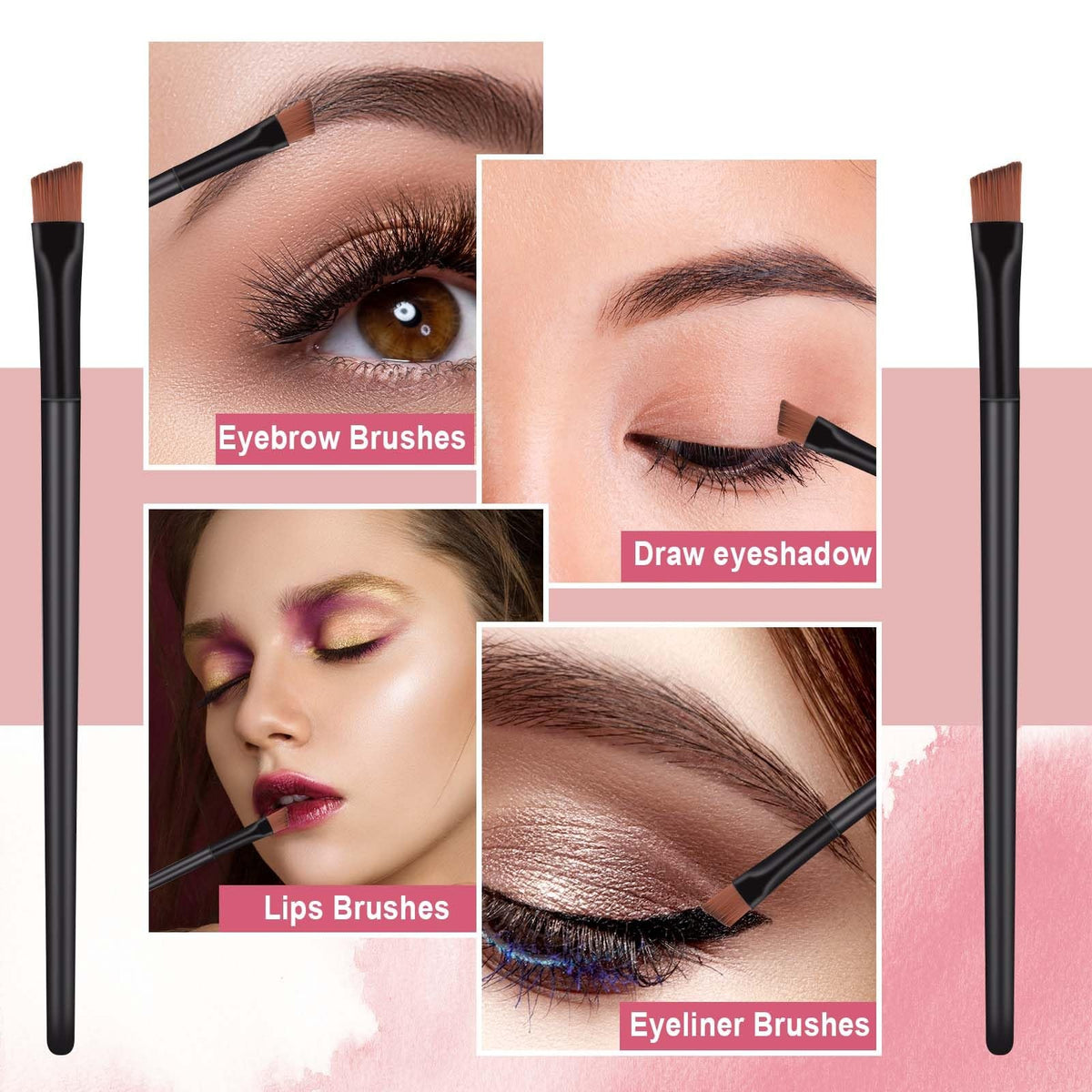 50Pcs Angled Eyebrow & Makeup Brushes Set - Precise, Versatile Flat Tapered Tools