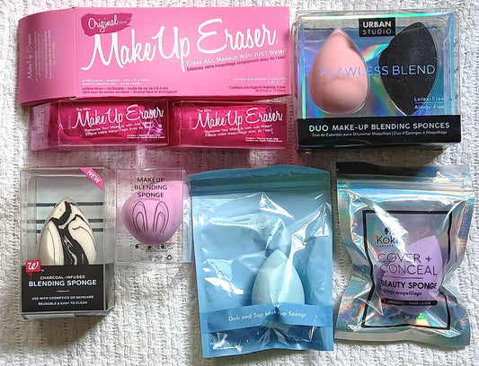 MakeUp Eraser Pink Makeup Cleaning Cloths & Blending Sponges - Full Size Set