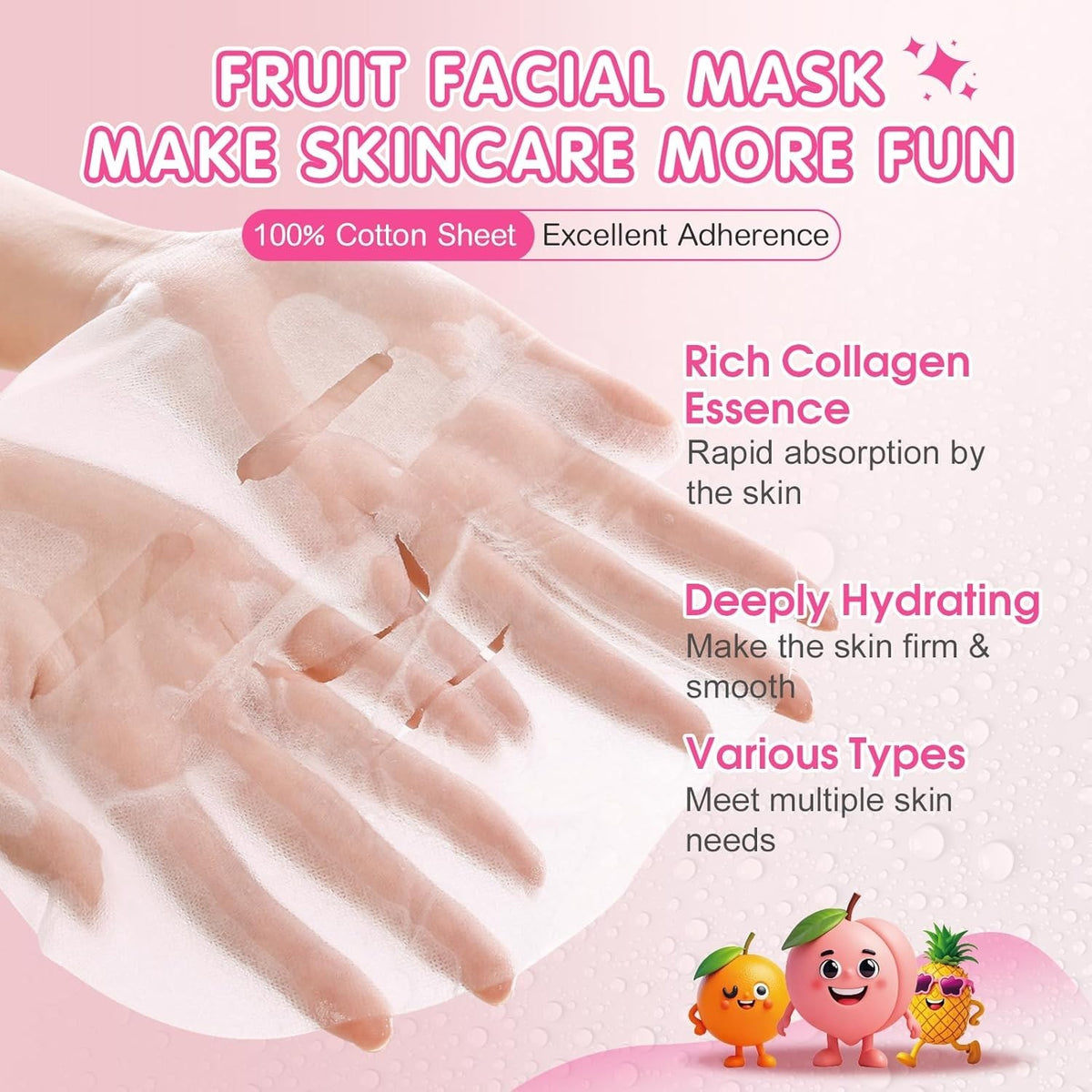 Fruit Face Masks Pack - 14 Hydrating Sheet Masks for Kids