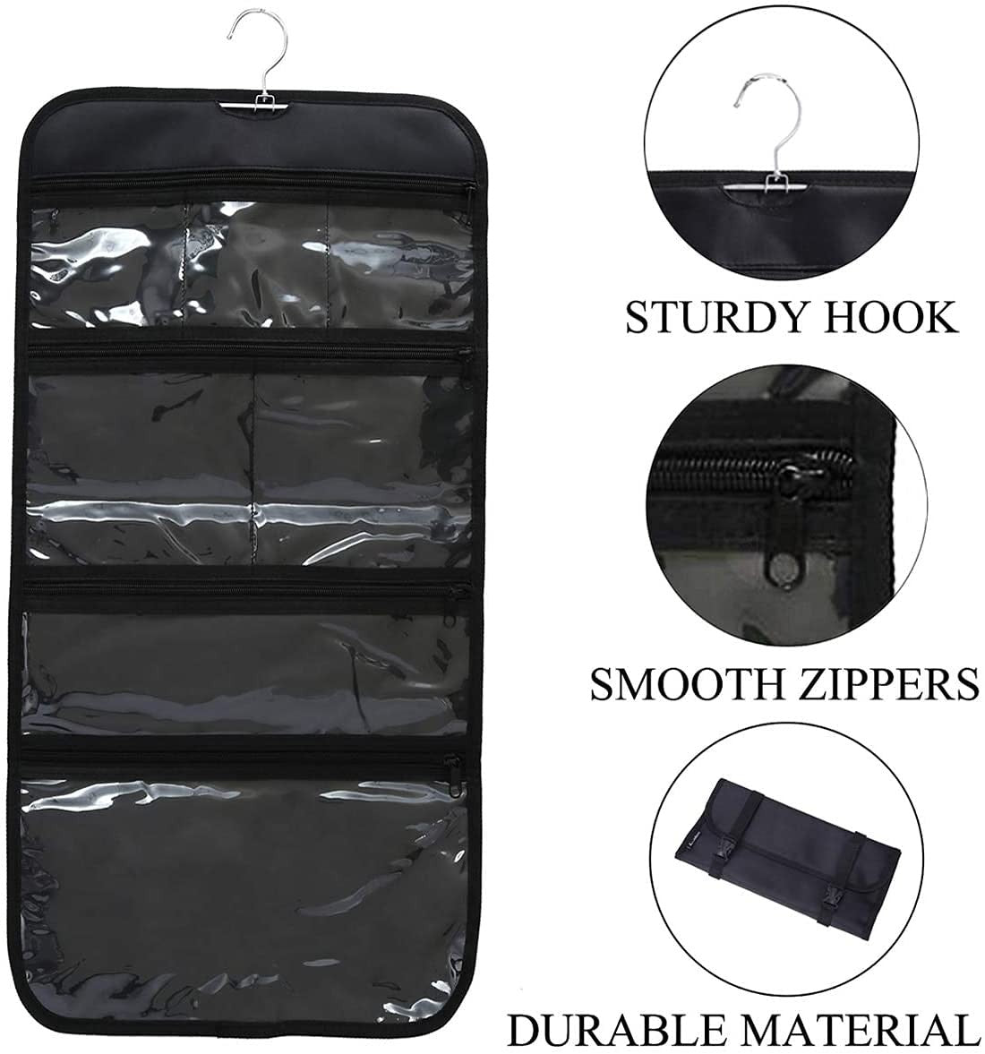 Foldable Clear Hanging Travel Toiletry Bag Cosmetic Organizer - Compact & Waterproof
