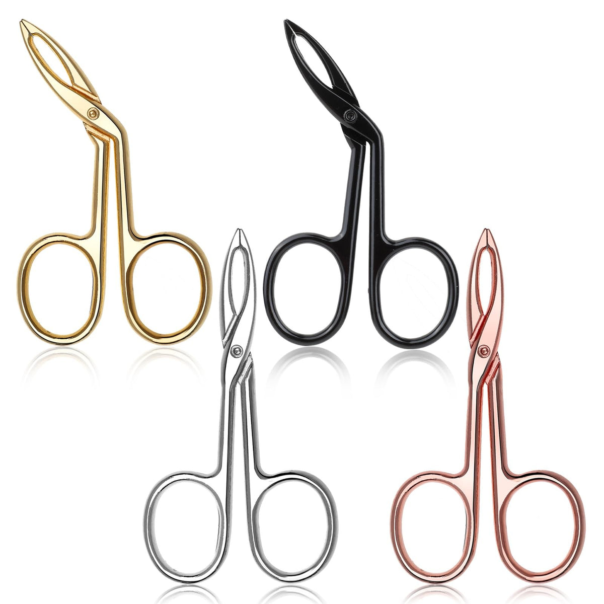 4-Piece Stainless Steel Eyebrow Tweezers Set with Flat & Straight Tips for Precision Grooming