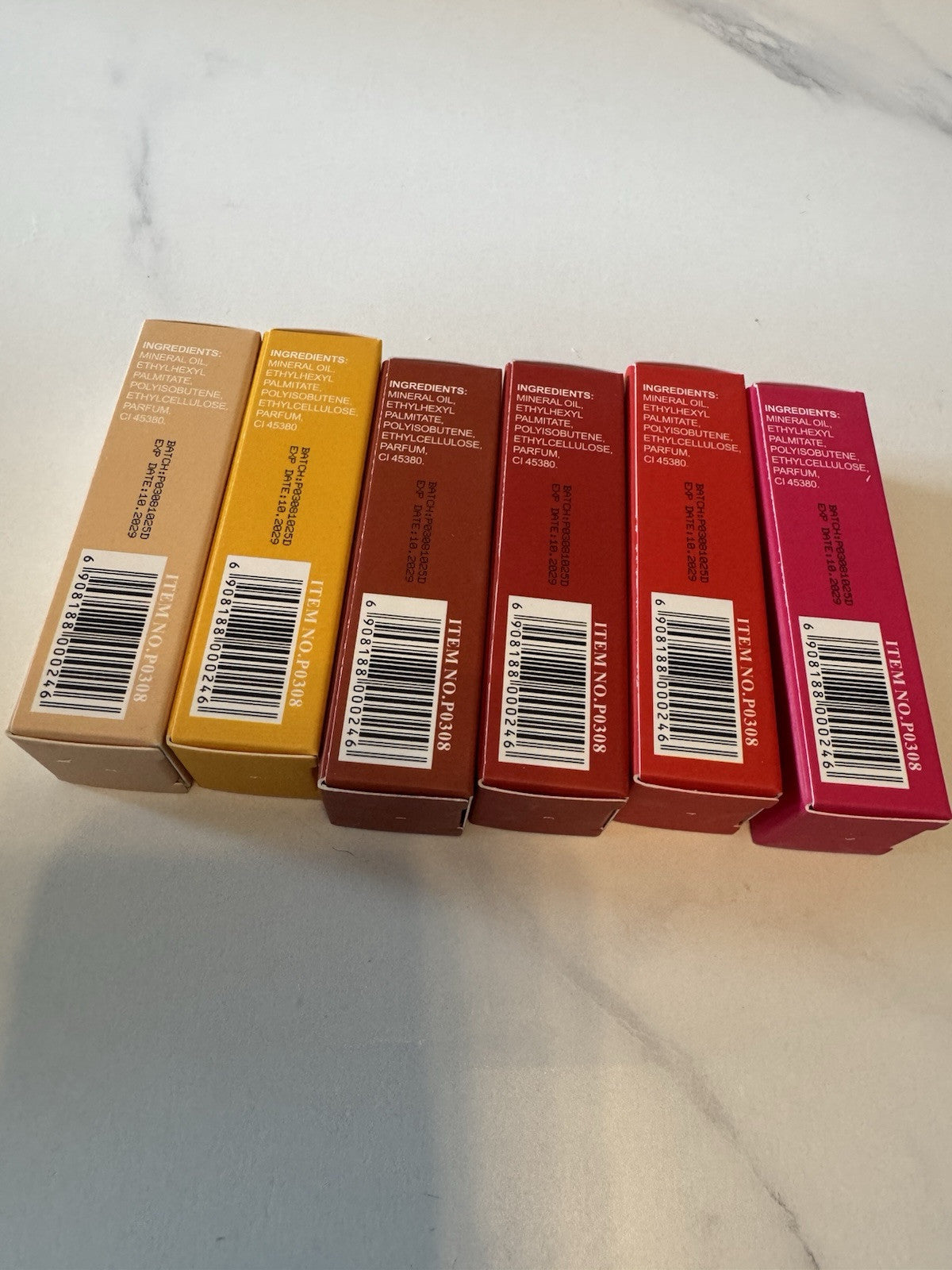 Lip Gloss Set of 6 Colors - Pink, Red, Nude, Mauve, Clear - 6.5mL Each