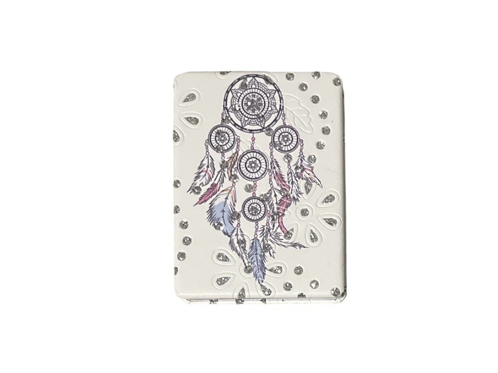 Dreamcatcher Double Compact Mirror with Crystal Stones - Portable Makeup & Gift