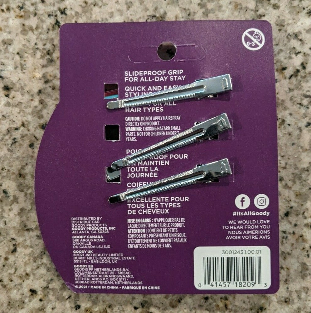 Goody 90s Slideproof 3" Hair Snap Clips Nostalgia Pain-Free 3 ct x 2