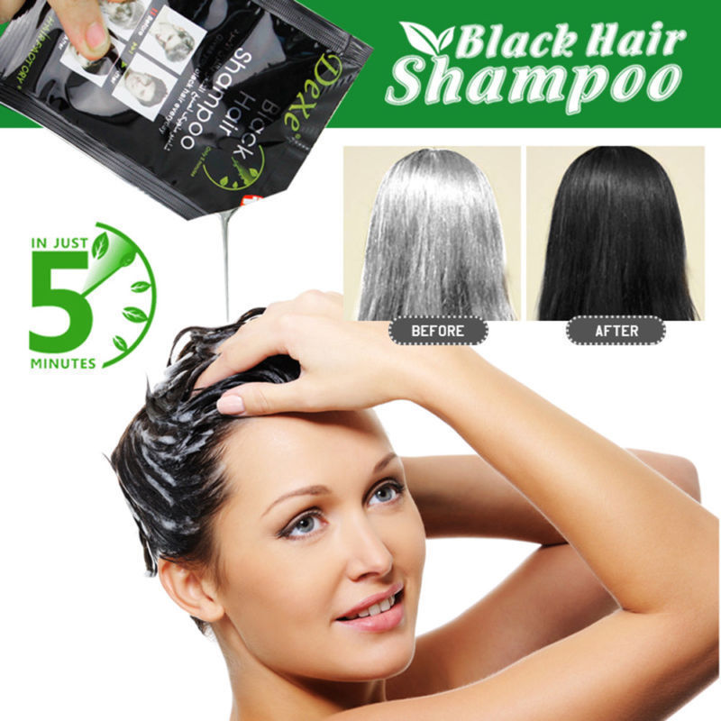 Black Hair Shampoo - 10 Sachets, Herbal Color & Repair