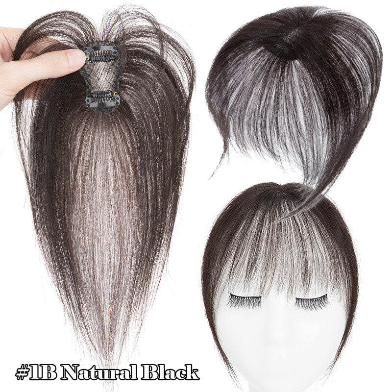 Clip-In Human Hair Bangs Extension with Wispy & French Styles - Natural & Dark Brown