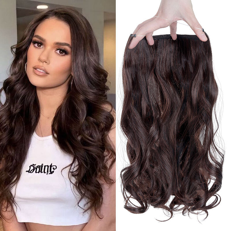Invisible Wire Hair Extensions - Natural Synthetic Length & Body Wavy or Straight
