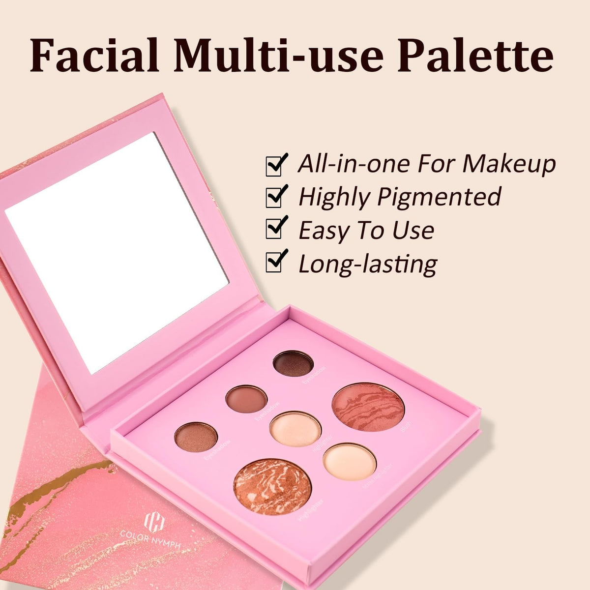 Color Nymph All-in-One Face Makeup Palette with Blush Highlighters Eyeshadows Travel-Friendly